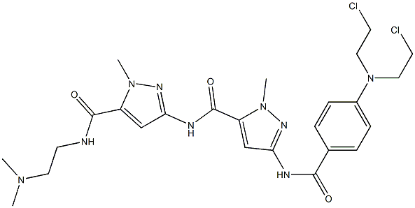 N-[2-(Dimethylamino)ethyl]-1-methyl-3-[[1-methyl-3-[[4-[bis(2-chloroethyl)amino]phenyl]carbonylamino]-1H-pyrazol-5-yl]carbonylamino]-1H-pyrazole-5-carboxamide 结构式