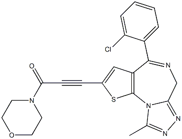 4-(2-Chlorophenyl)-2-(3-morpholino-3-oxo-1-propynyl)-9-methyl-6H-thieno[3,2-f][1,2,4]triazolo[4,3-a][1,4]diazepine 结构式