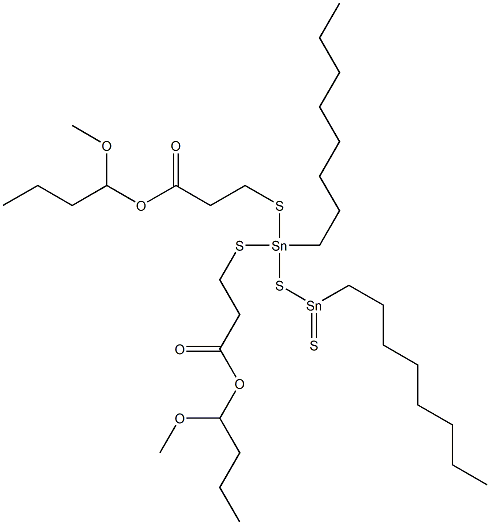 11,11-Bis[[2-(1-methoxybutoxycarbonyl)ethyl]thio]-9,11-distanna-10-thianonadecane-9-thione 结构式