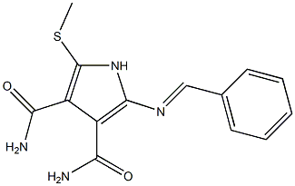 2-[Benzylideneamino]-5-(methylthio)-1H-pyrrole-3,4-dicarboxamide 结构式