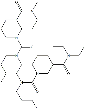 N,N''-Ethylenebis(N-butyl-N',N'-diethyl-1,3-piperidinedicarboxamide) 结构式