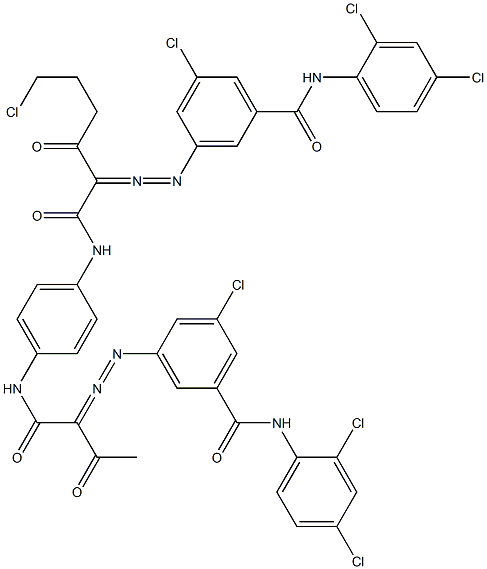 3,3'-[2-(2-Chloroethyl)-1,4-phenylenebis[iminocarbonyl(acetylmethylene)azo]]bis[N-(2,4-dichlorophenyl)-5-chlorobenzamide] 结构式