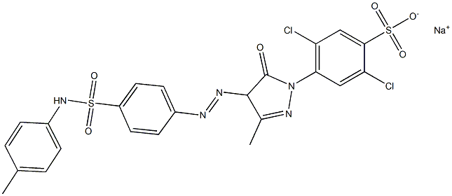 2,5-Dichloro-4-[4,5-dihydro-5-oxo-4-[[4-(4-methylanilinosulfonyl)phenyl]azo]-3-methyl-1H-pyrazol-1-yl]benzenesulfonic acid sodium salt 结构式