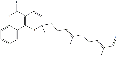 2-[(3E,7E)-9-Oxo-4,8-dimethyl-3,7-nonadien-1-yl]-2-methyl-2H,5H-pyrano[3,2-c][1]benzopyran-5-one 结构式