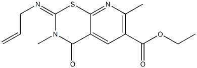 2-(Allylimino)-3,4-dihydro-3,7-dimethyl-4-oxo-2H-pyrido[3,2-e][1,3]thiazine-6-carboxylic acid ethyl ester 结构式