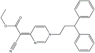 4-[Cyano(ethoxycarbonyl)methylene]-1,4-dihydro-1-(3,3-diphenylpropyl)pyrimidine 结构式