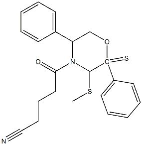 3-Methylthio-2,5-diphenyl-2-thiomorpholino-5-oxovaleronitrile 结构式