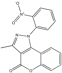 1-(2-Nitrophenyl)-3-methyl[1]benzopyrano[4,3-c]pyrazol-4(1H)-one 结构式