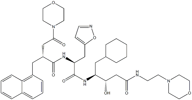 (3S,4S)-3-Hydroxy-5-cyclohexyl-4-[[(2S)-3-(5-isoxazolyl)-2-[[(2R)-2-[morpholinocarbonylmethyl]-3-(1-naphthalenyl)propionyl]amino]propionyl]amino]-N-(2-morpholinoethyl)valeramide 结构式
