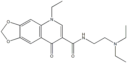 1,4-Dihydro-1-ethyl-4-oxo-6,7-(methylenedioxy)-N-[2-(diethylamino)ethyl]quinoline-3-carboxamide 结构式