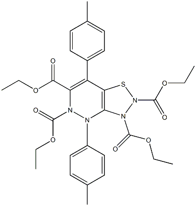 4,7-Bis(p-methylphenyl)-1-thia-2,3,4,5-tetraazahydrindane-2,3,5,6-tetracarboxylic acid tetraethyl ester 结构式
