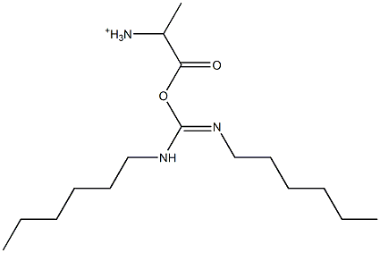 1-[(Hexylamino)(hexylimino)methoxycarbonyl]ethanaminium 结构式