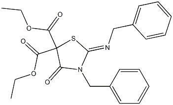 3-Benzyl-2-(benzylimino)-4-oxothiazolidine-5,5-dicarboxylic acid diethyl ester 结构式