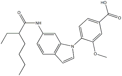 4-[6-(2-Ethylhexanoylamino)-1H-indol-1-yl]-3-methoxybenzoic acid 结构式