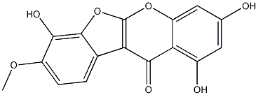 8-Methoxy-1,3,7-trihydroxy-11H-benzofuro[2,3-b][1]benzopyran-11-one 结构式