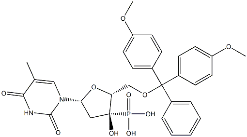 5'-O-(4,4'-Dimethoxytrityl)thymidine 3'-phosphonic acid 结构式