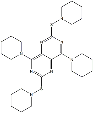 4,8-Di(piperidino)-2,6-bis(piperidinothio)pyrimido[5,4-d]pyrimidine 结构式