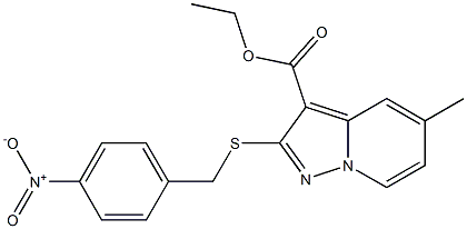 2-[[(4-Nitrophenyl)methyl]thio]-5-methylpyrazolo[1,5-a]pyridine-3-carboxylic acid ethyl ester 结构式