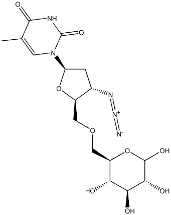 6-O-(3'-Azido-3'-deoxy-5'-thymidylyl)-D-glucopyranose 结构式