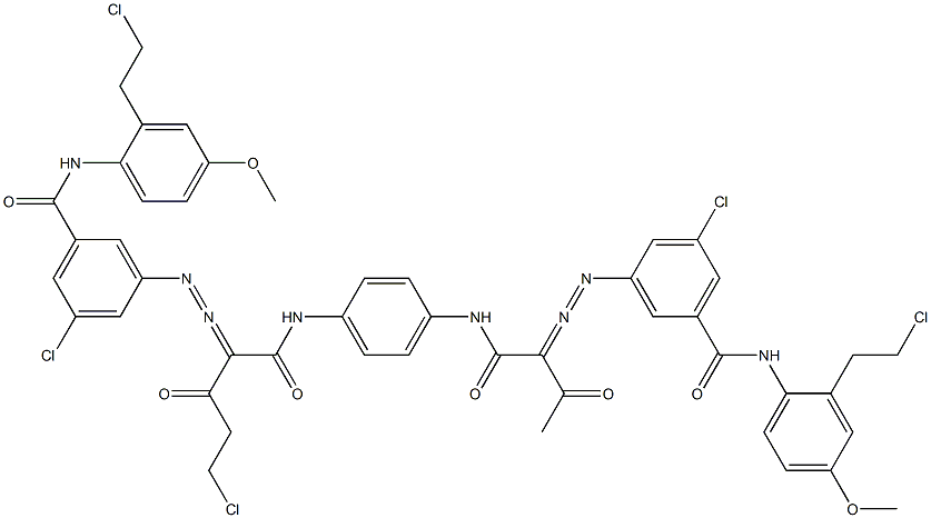 3,3'-[2-(Chloromethyl)-1,4-phenylenebis[iminocarbonyl(acetylmethylene)azo]]bis[N-[2-(2-chloroethyl)-4-methoxyphenyl]-5-chlorobenzamide] 结构式