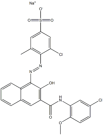 3-Chloro-5-methyl-4-[[3-[[(3-chloro-6-methoxyphenyl)amino]carbonyl]-2-hydroxy-1-naphtyl]azo]benzenesulfonic acid sodium salt 结构式