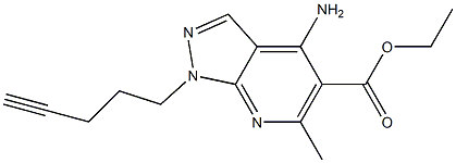 1-(4-Pentynyl)-4-amino-6-methyl-1H-pyrazolo[3,4-b]pyridine-5-carboxylic acid ethyl ester 结构式