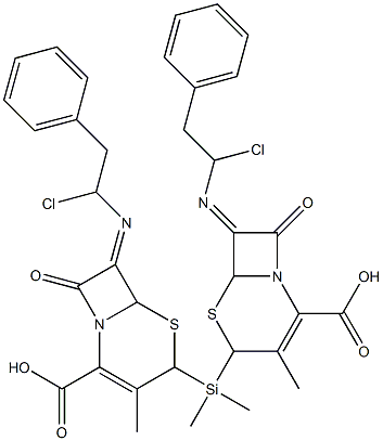 Bis[7-(1-chloro-2-phenylethylimino)-3-methyl-8-oxo-5-thia-1-azabicyclo[4.2.0]oct-2-ene-2-carboxylic acid]dimethylsilanediyl ester 结构式