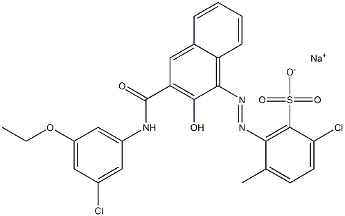 2-Chloro-5-methyl-6-[[3-[[(3-chloro-5-ethoxyphenyl)amino]carbonyl]-2-hydroxy-1-naphtyl]azo]benzenesulfonic acid sodium salt 结构式