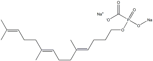 [[[(4E,8E)-5,9,13-Trimethyltetradeca-4,8,12-trienyl]oxy]sodiooxyphosphinyl]formic acid sodium salt 结构式