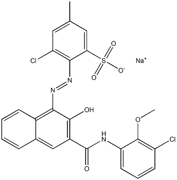 3-Chloro-5-methyl-2-[[3-[[(3-chloro-2-methoxyphenyl)amino]carbonyl]-2-hydroxy-1-naphtyl]azo]benzenesulfonic acid sodium salt 结构式