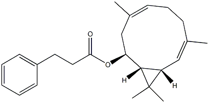 3-Phenylpropenoic acid (1R,2S,4E,8E,10S)-4,8,11,11-tetramethylbicyclo[8.1.0]undeca-4,8-dien-2-yl ester 结构式