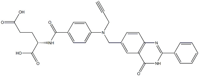 (2S)-2-[4-[N-[(3,4-Dihydro-2-phenyl-4-oxoquinazolin)-6-ylmethyl]-N-(2-propynyl)amino]benzoylamino]glutaric acid 结构式