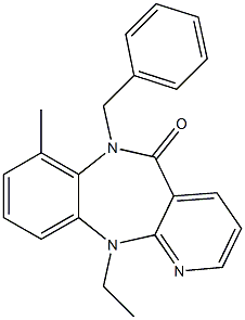 6,11-Dihydro-6-benzyl-11-ethyl-7-methyl-5H-pyrido[2,3-b][1,5]benzodiazepin-5-one 结构式