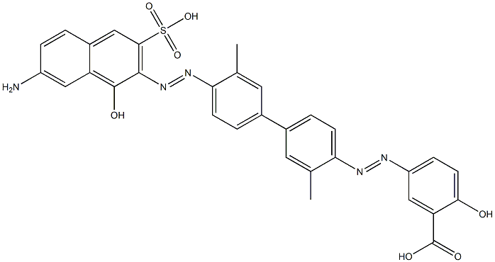 5-[[4'-[(7-Amino-1-hydroxy-3-sulfo-2-naphthalenyl)azo]-3,3'-dimethyl-1,1'-biphenyl-4-yl]azo]-2-hydroxybenzoic acid 结构式