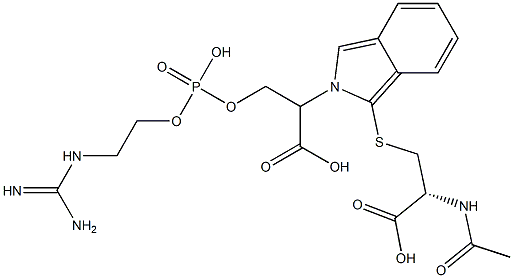 S-[2-[2-[[[2-[[Amino(imino)methyl]amino]ethoxy]phosphonyl]oxy]-1-carboxyethyl]-2H-isoindol-1-yl]-N-acetyl-L-cysteine 结构式