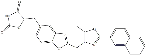 5-[[2-[[5-Methyl-2-(2-naphthalenyl)-4-oxazolyl]methyl]benzofuran-5-yl]methyl]oxazolidine-2,4-dione 结构式