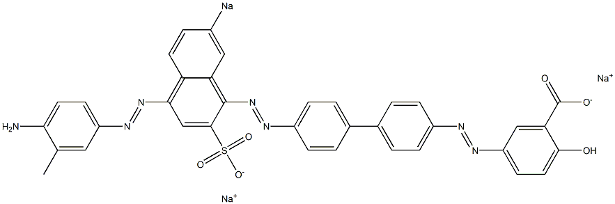 5-[[4'-[[4-[(4-Amino-3-methylphenyl)azo]-7-sodiosulfo-1-naphthalenyl]azo]-1,1'-biphenyl-4-yl]azo]-2-hydroxybenzoic acid sodium salt 结构式