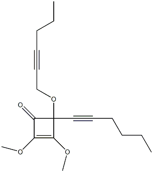 1,2-Dimethoxy-4-(1-hexynyl)-4-(2-hexynyloxy)-1-cyclobuten-3-one 结构式