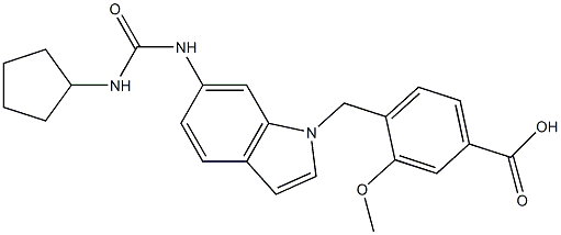 4-[6-[3-Cyclopentylureido]-1H-indol-1-ylmethyl]-3-methoxybenzoic acid 结构式