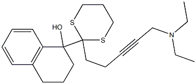 1,2,3,4-Tetrahydro-1-[2-(5-diethylamino-3-pentynyl)-1,3-dithian-2-yl]naphthalen-1-ol 结构式