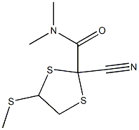 5-Methylthio-2-(dimethylaminocarbonyl)-1,3-dithiolane-2-carbonitrile 结构式