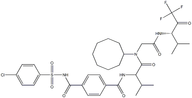 N-[(1S)-1-[[[Cyclooctyl][[[1-(trifluoroacetyl)-2-methylpropyl]carbamoyl]methyl]amino]carbonyl]-2-methylpropyl]-N'-[(4-chlorophenyl)sulfonyl]terephthalamide 结构式