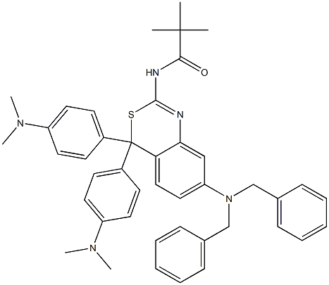 7-(Dibenzylamino)-4,4-bis[p-(dimethylamino)phenyl]-2-pivaloylamino-4H-3,1-benzothiazine 结构式