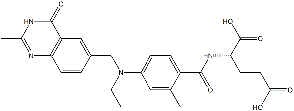 (2S)-2-[2-Methyl-4-[N-[(3,4-dihydro-2-methyl-4-oxoquinazolin)-6-ylmethyl]-N-ethylamino]benzoylamino]glutaric acid 结构式