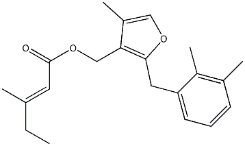 4-Methyl-2-(2,3-dimethylbenzyl)-3-[[[(E)-3-methyl-2-pentenoyl]oxy]methyl]furan 结构式
