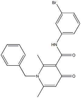 1-Benzyl-1,4-dihydro-2,6-dimethyl-N-(3-bromophenyl)-4-oxopyridine-3-carboxamide 结构式