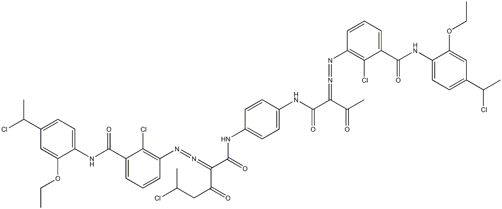 3,3'-[2-(1-Chloroethyl)-1,4-phenylenebis[iminocarbonyl(acetylmethylene)azo]]bis[N-[4-(1-chloroethyl)-2-ethoxyphenyl]-2-chlorobenzamide] 结构式
