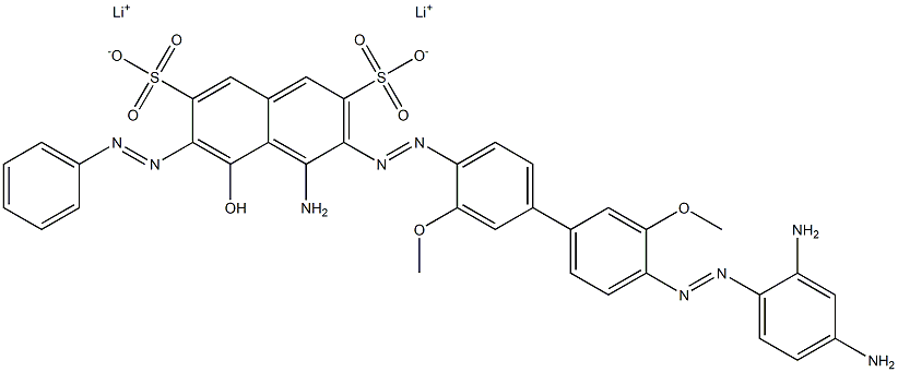 3-[4'-(2,4-Diaminophenylazo)-3,3'-dimethoxy-4-biphenylylazo]-6-(phenylazo)-4-amino-5-hydroxy-2,7-naphthalenedisulfonic acid dilithium salt 结构式