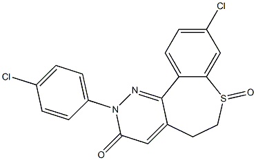 9-Chloro-2-(4-chlorophenyl)-5,6-dihydro[1]benzothiepino[5,4-c]pyridazin-3(2H)-one 7-oxide 结构式
