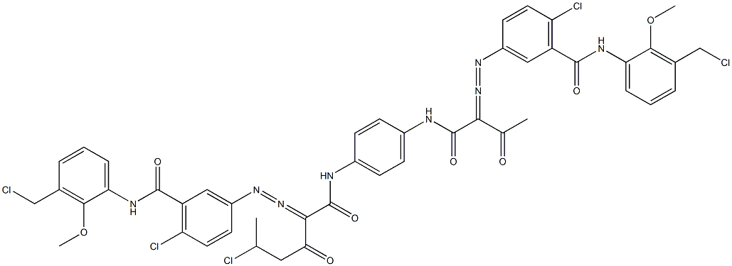 3,3'-[2-(1-Chloroethyl)-1,4-phenylenebis[iminocarbonyl(acetylmethylene)azo]]bis[N-[3-(chloromethyl)-2-methoxyphenyl]-6-chlorobenzamide] 结构式